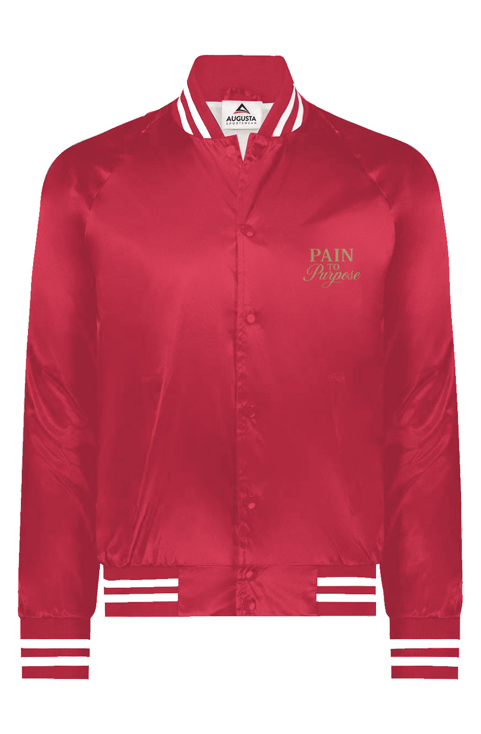 Pain To Purpose Satin Baseball Varsity Jacket