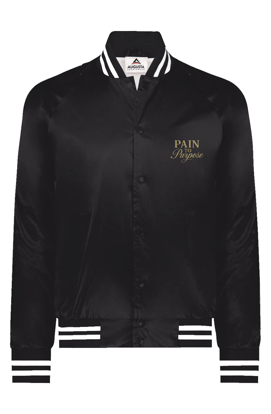 Pain To Purpose Satin Baseball Varsity Jacket