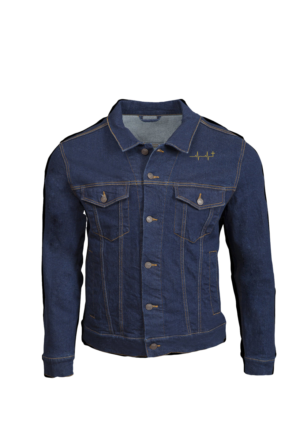 Gold Heartbeat Cross Denim Jacket