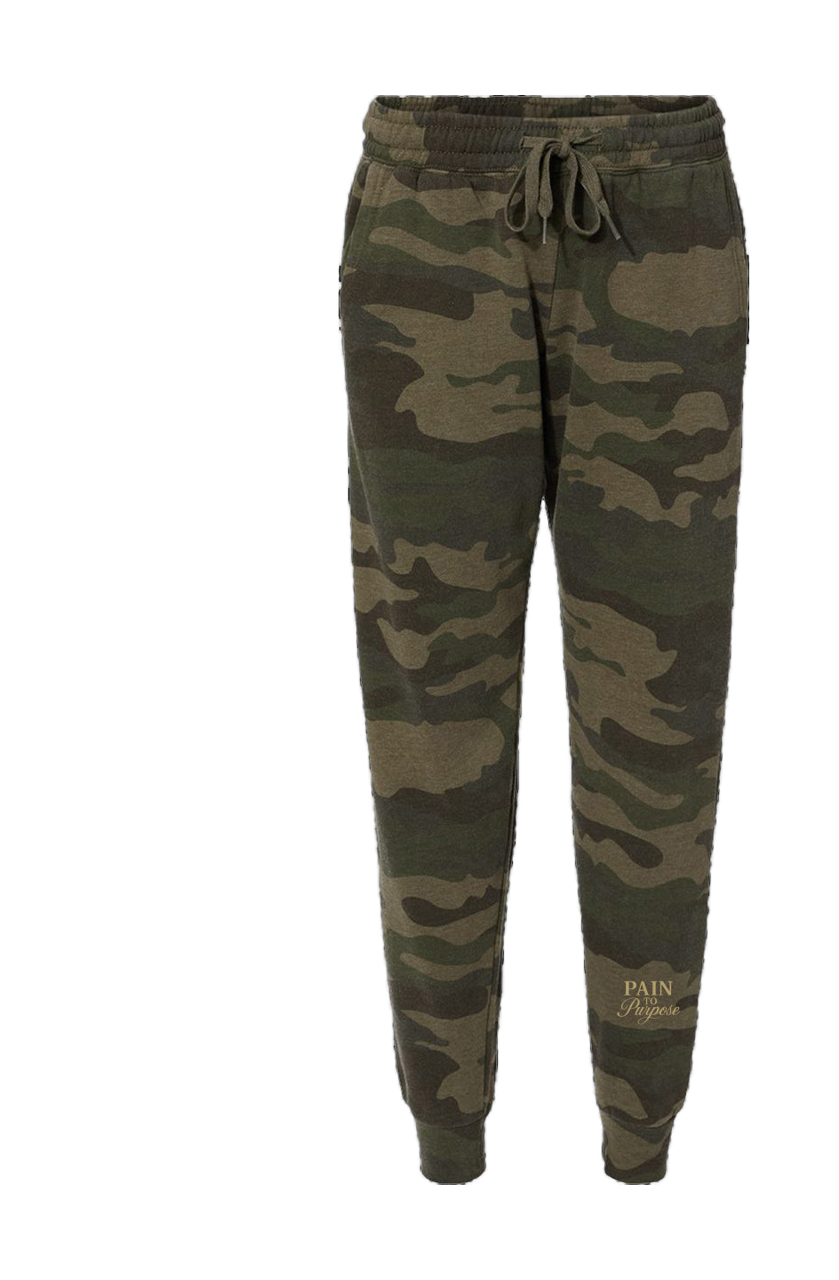 Pain To Purpose Embroidered Womens Camo Sweatpants