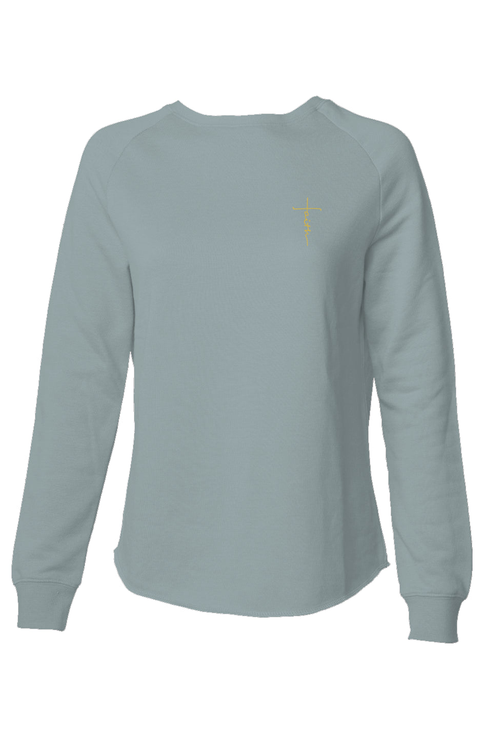  Embroidered Gold Faith Cross Womens LightweightSweatshirt