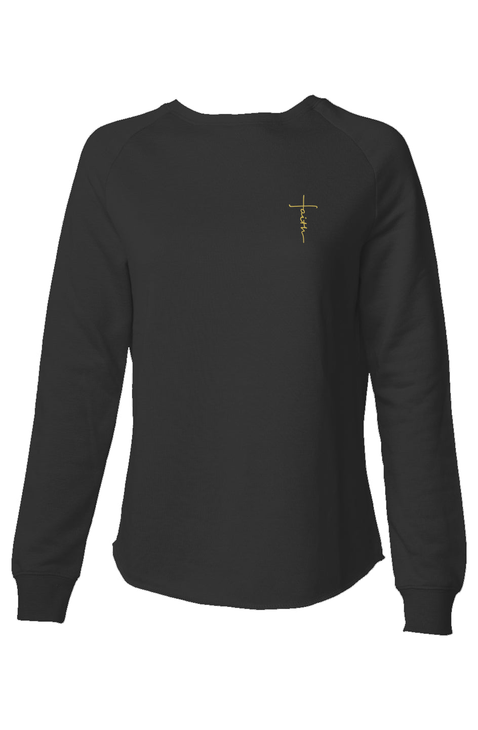  Embroidered Gold Faith Cross Womens LightweightSweatshirt