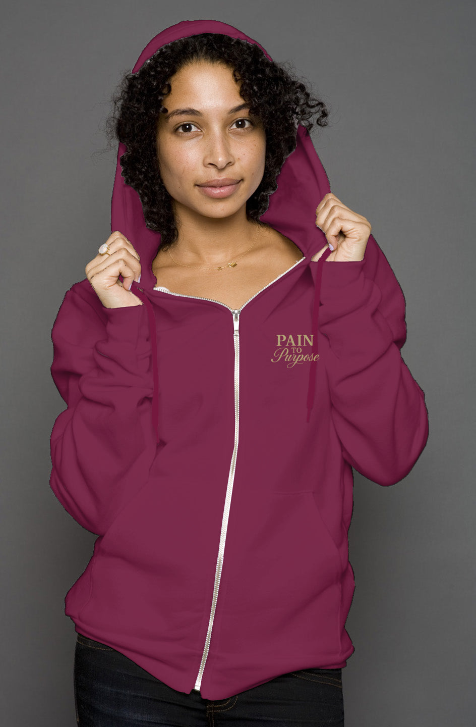 Pain To Purpose Embroidered Zip Hoody