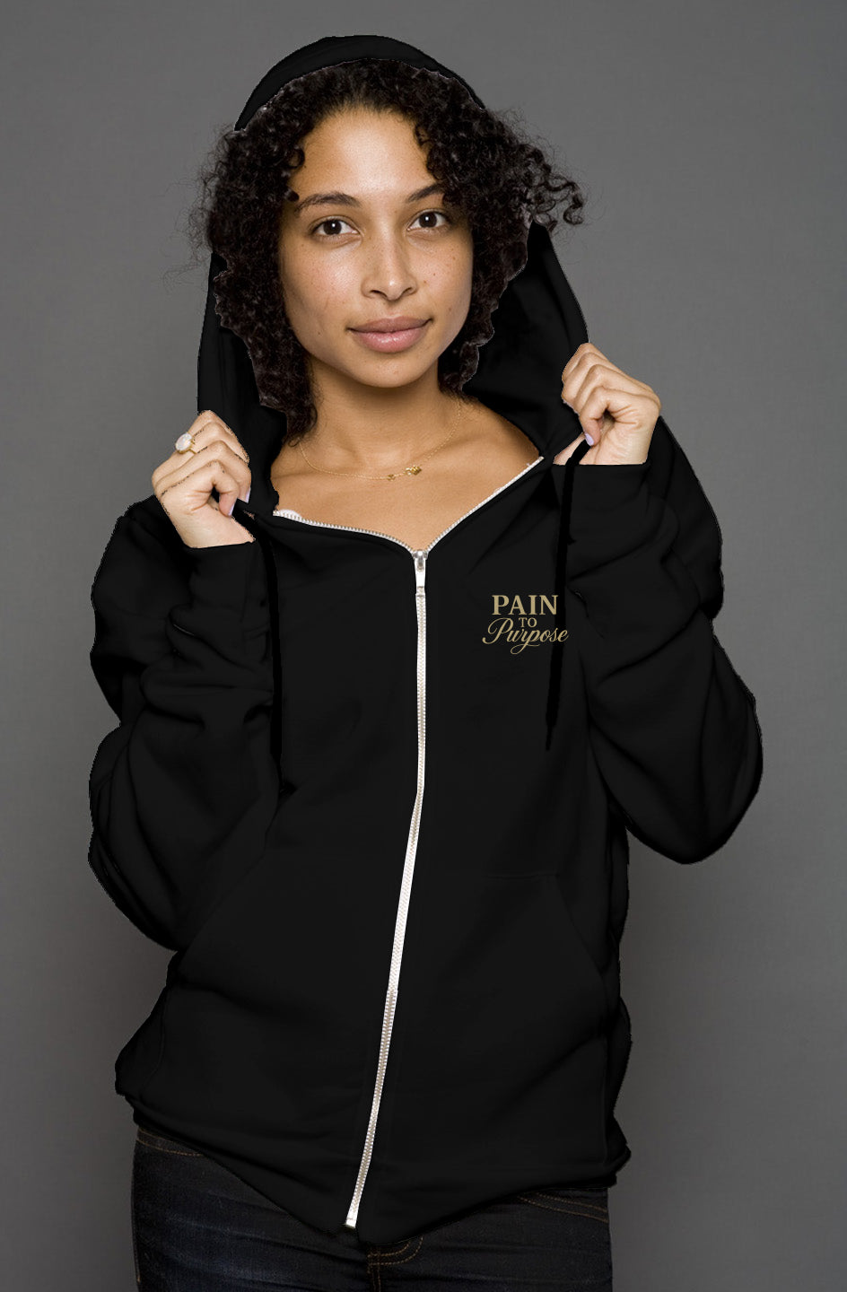 Pain To Purpose Embroidered Zip Hoody