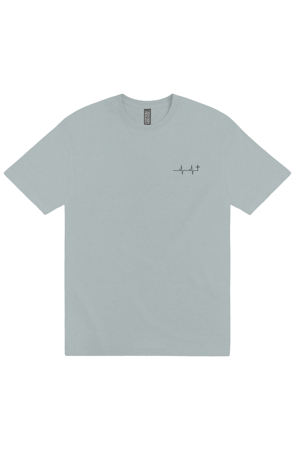 Pain To Purpose Embroidered Heartbeat Cross Mens Heavyweight T-Shirt