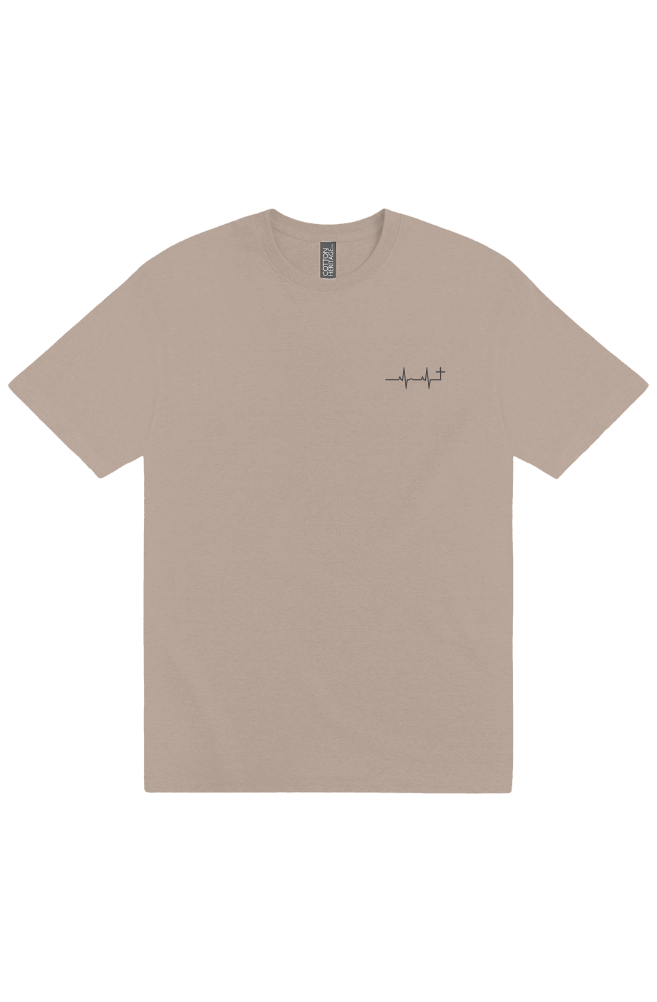 Pain To Purpose Embroidered Heartbeat Cross Mens Heavyweight T-Shirt