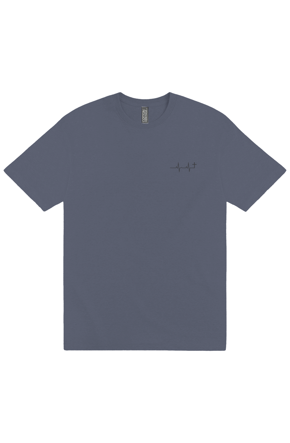 Pain To Purpose Embroidered Heartbeat Cross Mens Heavyweight T-Shirt